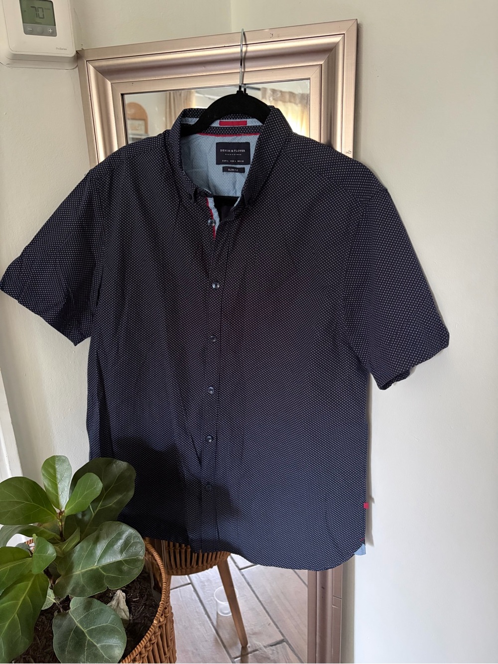 Denim & Flower Ricky Singh Men’s Large 42-44 Slim Fit Navy Button Up